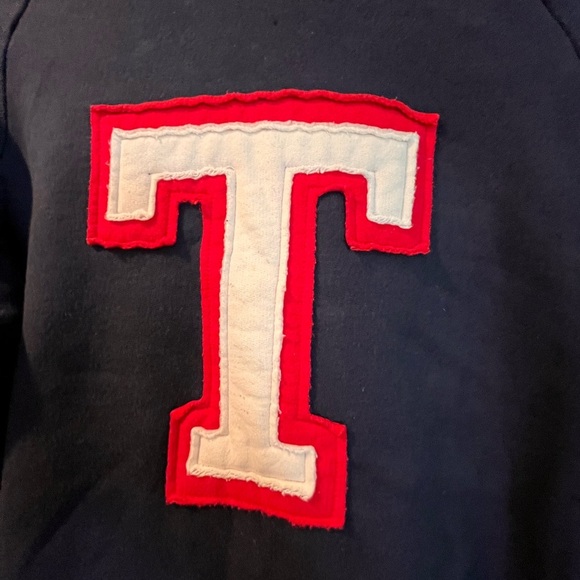 VINTAGE ~Tommy Hilfiger~ Navy Hoodie with Red T Patch - Picture 6 of 9